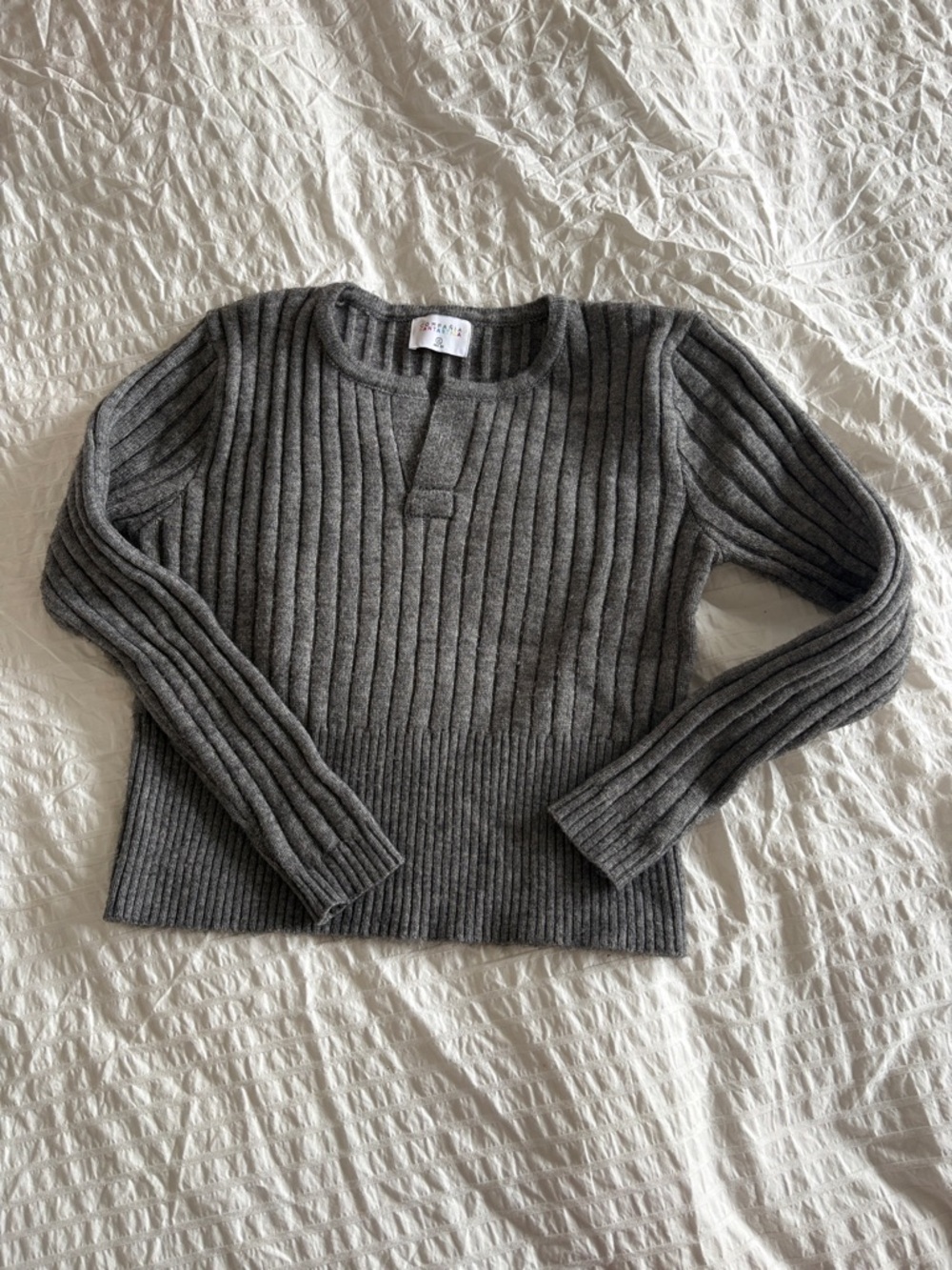 COMPAÑIA FANTASTICA Gray Ribbed Knit Sweater